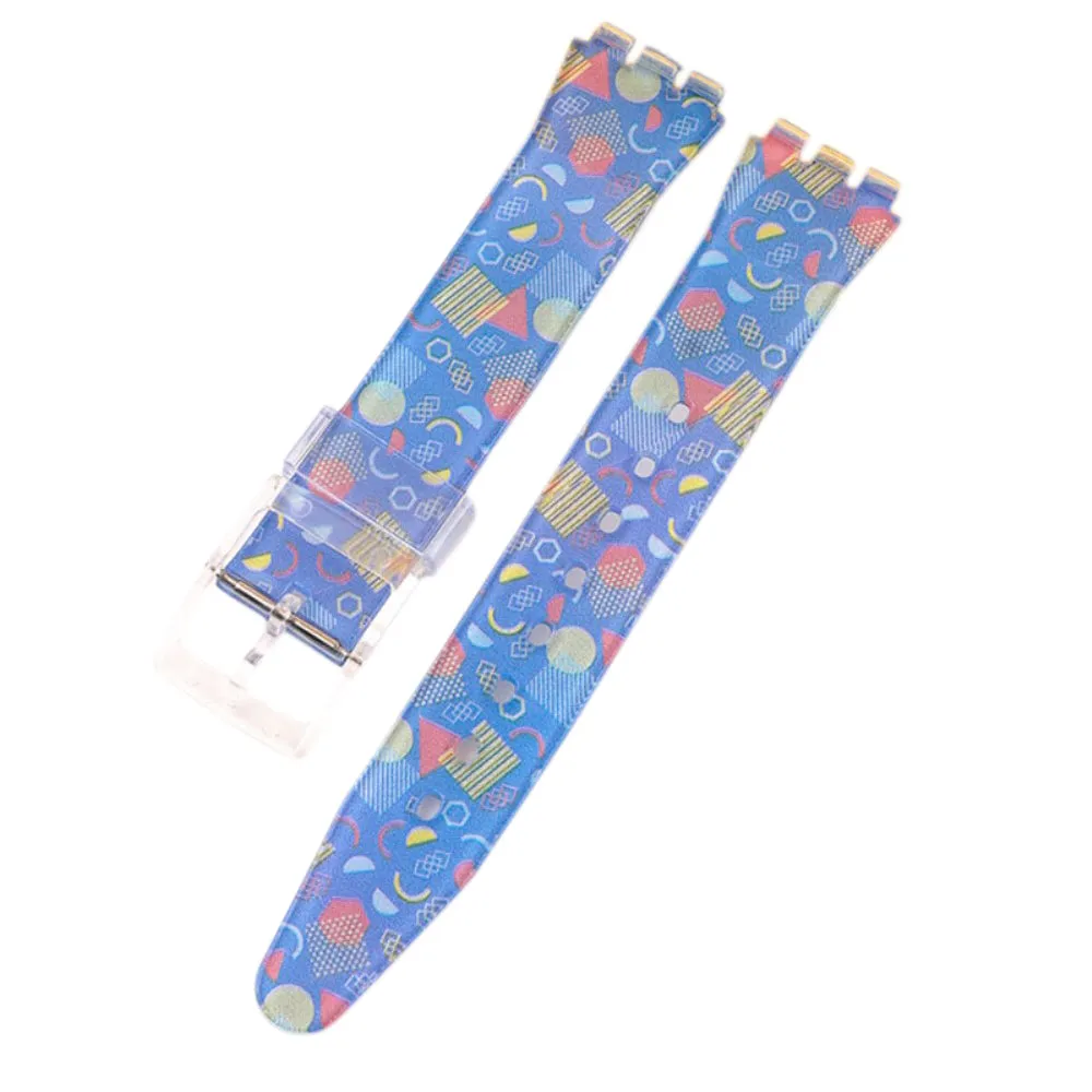 17mm Universal cute silicone watch strap - Square Blue