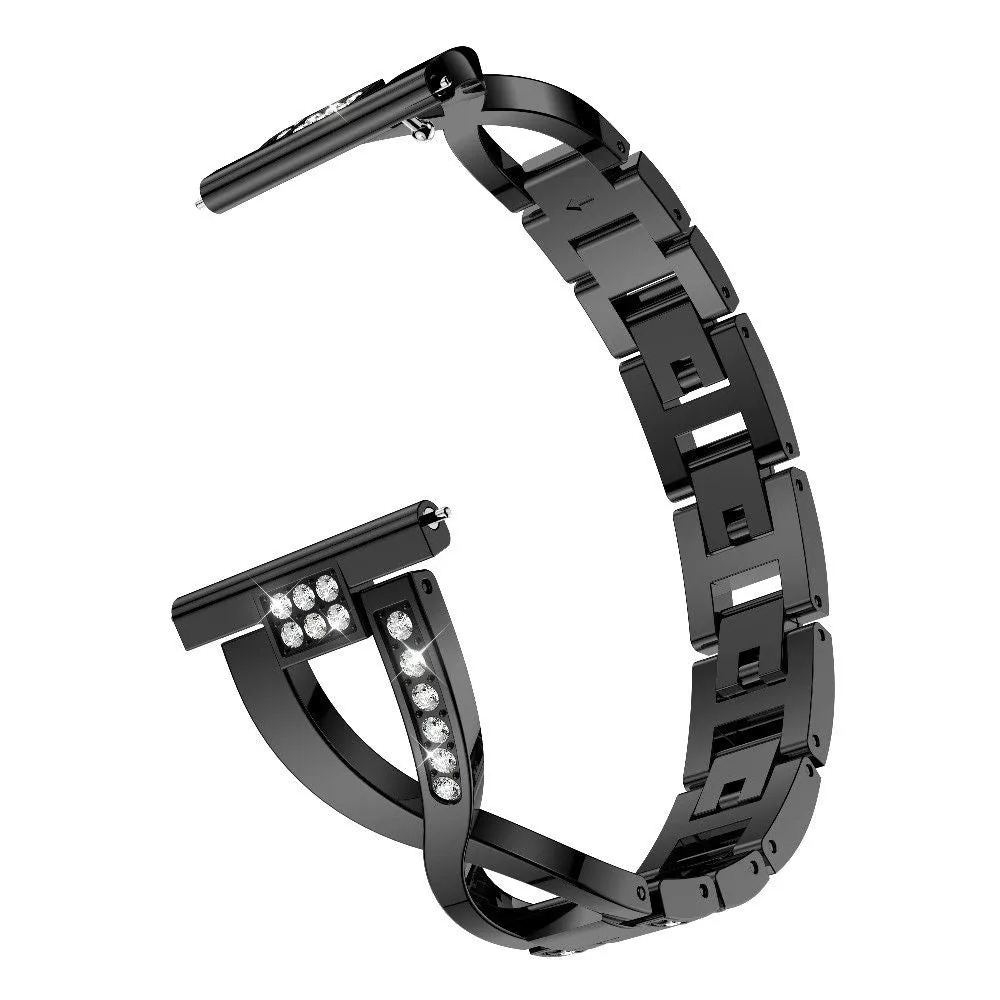 18mm Universal X-design rhinestone watch strap - Black