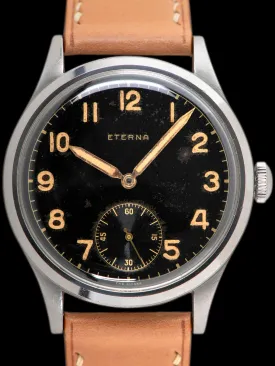 1940s Eterna Manual-Wind Dress Watch "Glossy Gilt Black Dial"