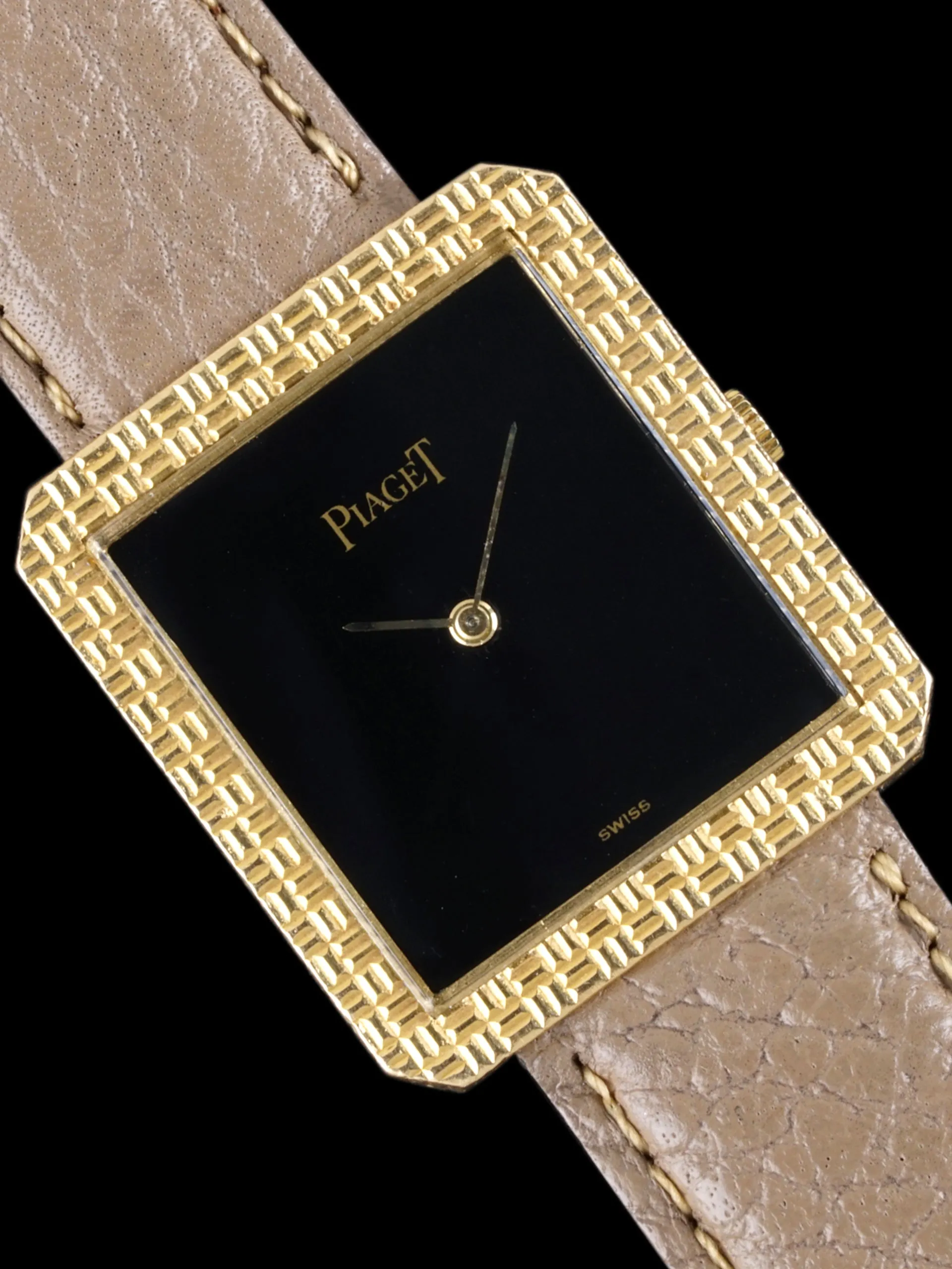 1970s Piaget 18K YG Tank (Ref. 91543) Onyx Dial