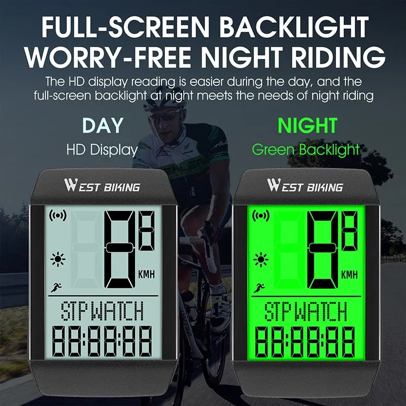 5 Language Bicycle Computer Waterproof Wireless Wired Cycling Odometer Auto Wake & Sleep Bike Speedometer Stopwatch