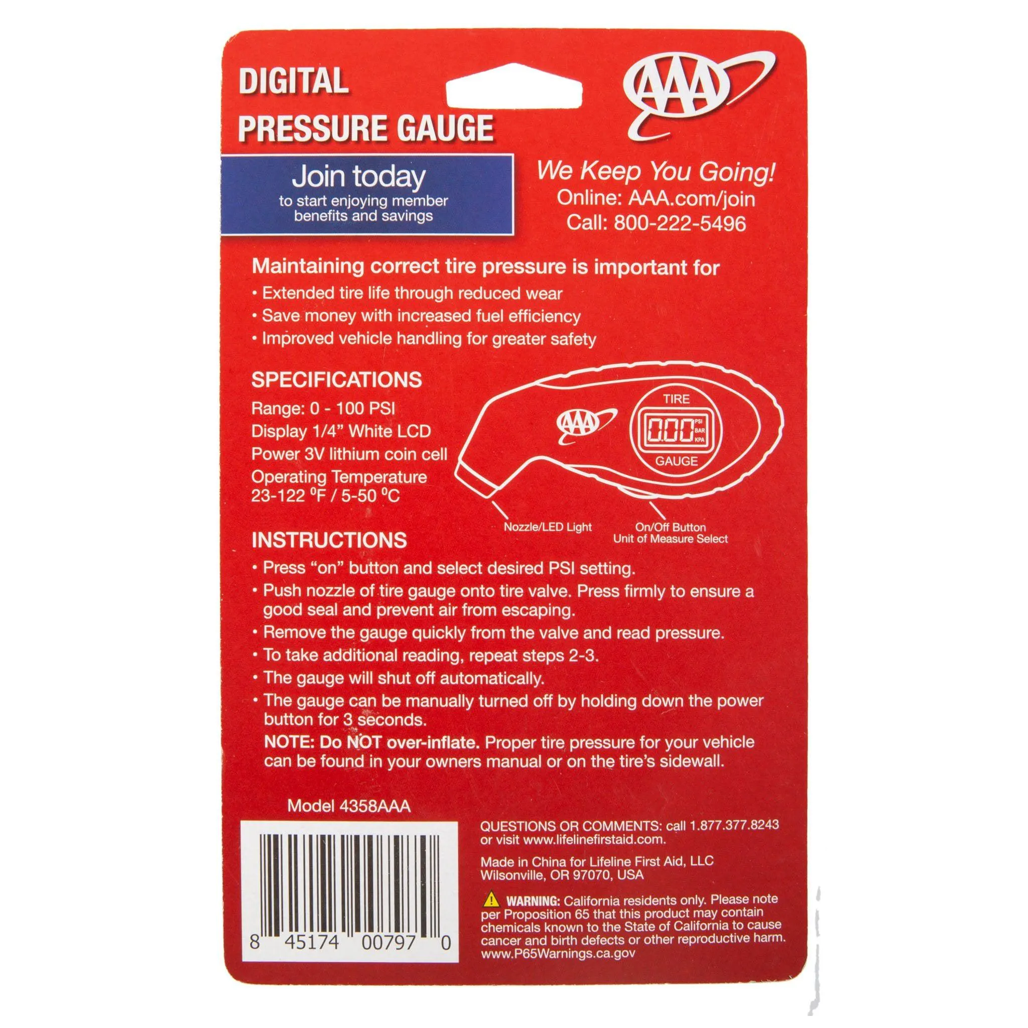 AAA Digital Tire Gauge