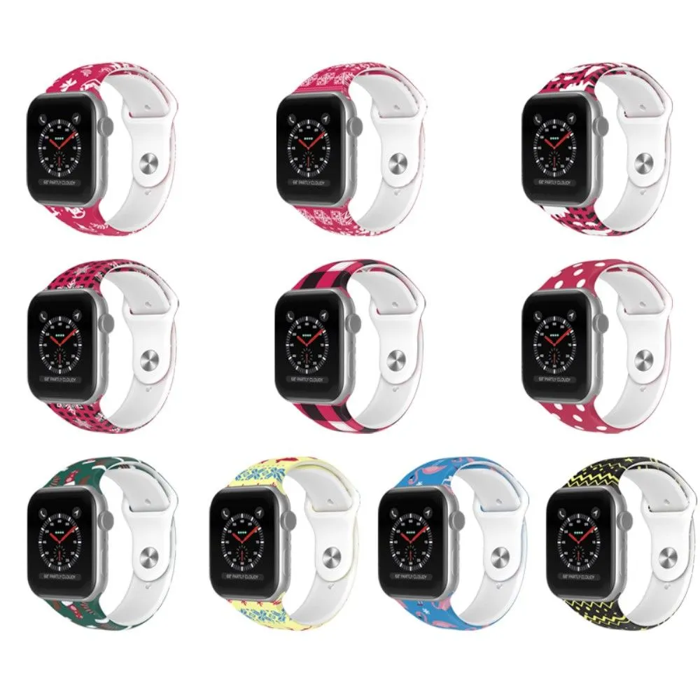 Apple Watch (41mm) christmas pattern silicone watch strap - White Dot / Size: L