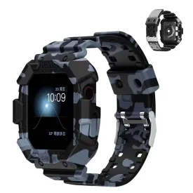 Apple Watch 44mm integrated silicone watch strap - Black / Grey Camouflage