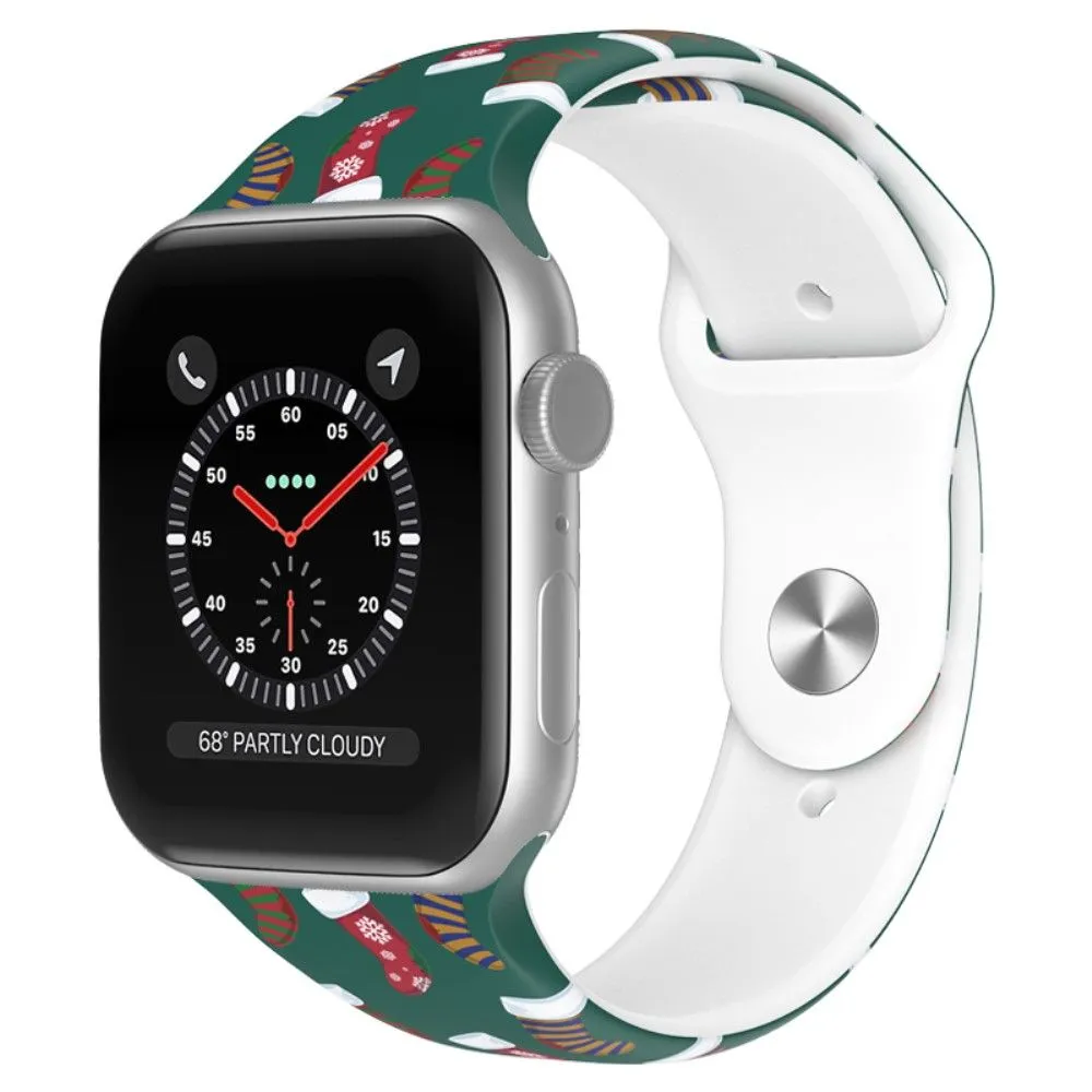 Apple Watch (45mm) christmas pattern silicone watch strap - Christmas Sock / Size: S