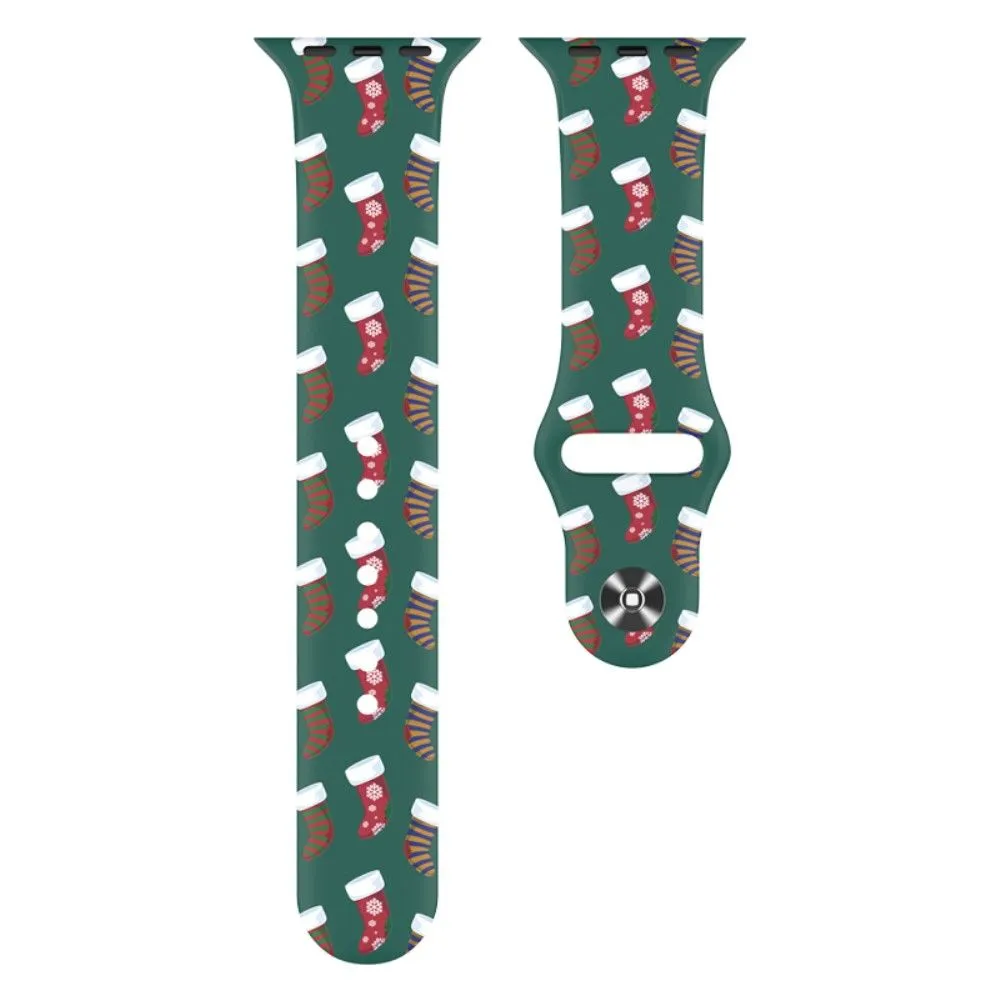 Apple Watch (45mm) christmas pattern silicone watch strap - Christmas Sock / Size: S