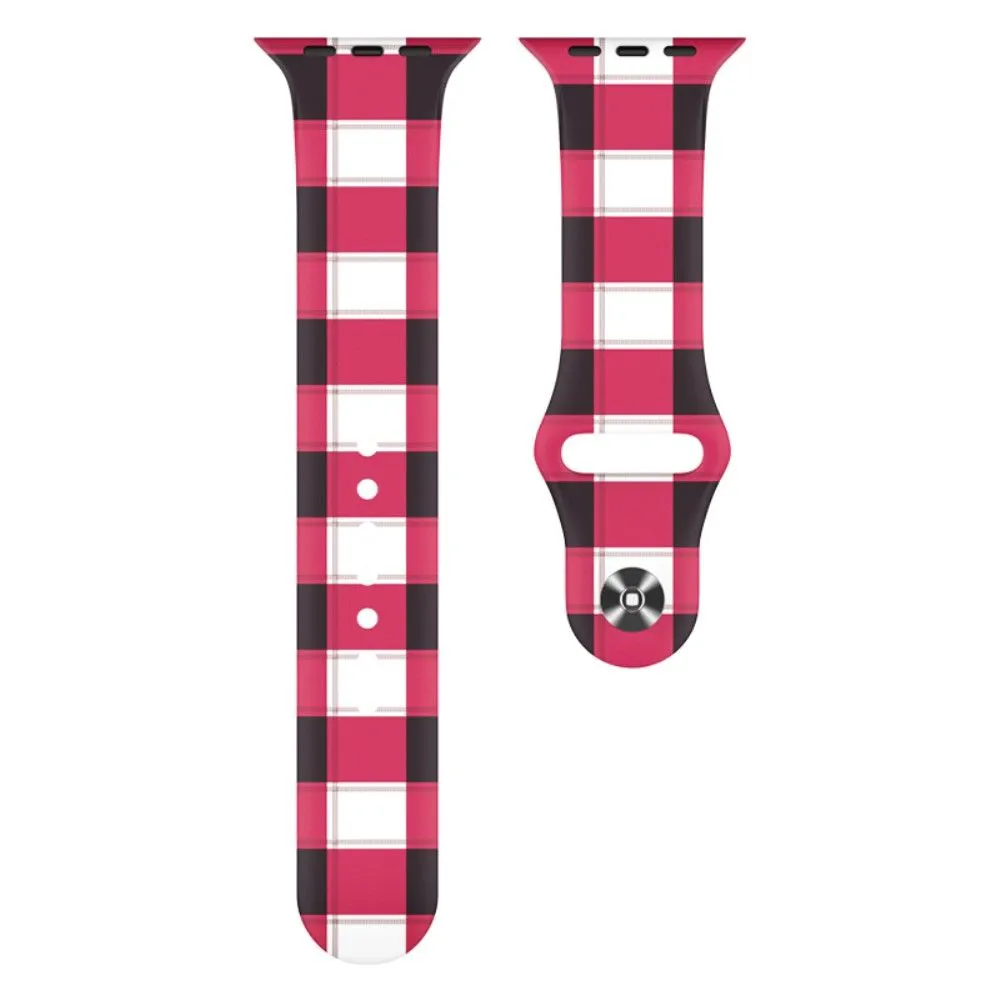 Apple Watch (45mm) christmas pattern silicone watch strap - Plaid / Size: L