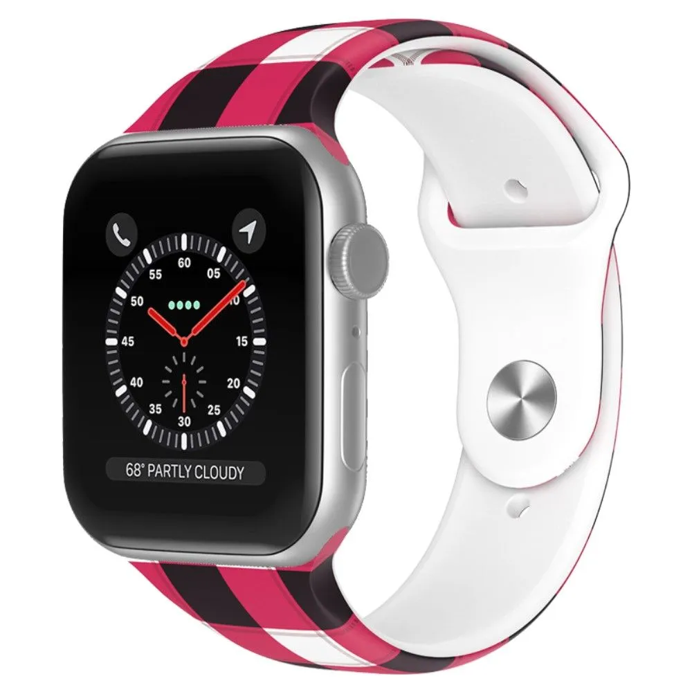 Apple Watch (45mm) christmas pattern silicone watch strap - Plaid / Size: L