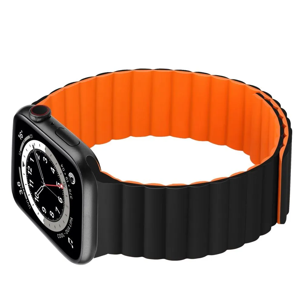 Apple Watch (45mm) dual color silicone watch strap - Black / Orange