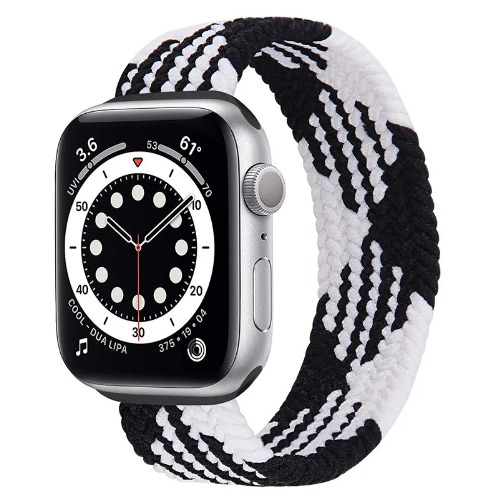 Apple Watch (45mm) elastic watch strap - Black / White Splicing / Size: M