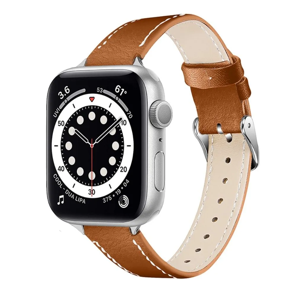 Apple Watch (45mm) elegant genuine leather watch strap - Brown