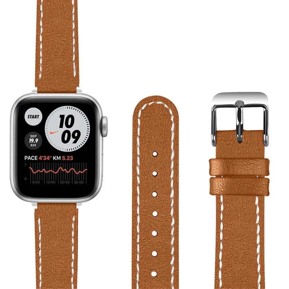 Apple Watch (45mm) elegant genuine leather watch strap - Brown