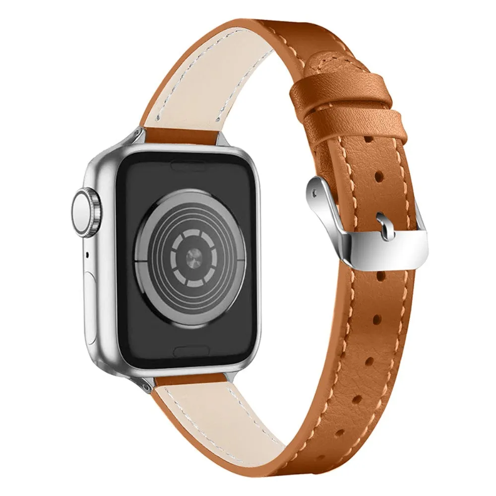 Apple Watch (45mm) elegant genuine leather watch strap - Brown