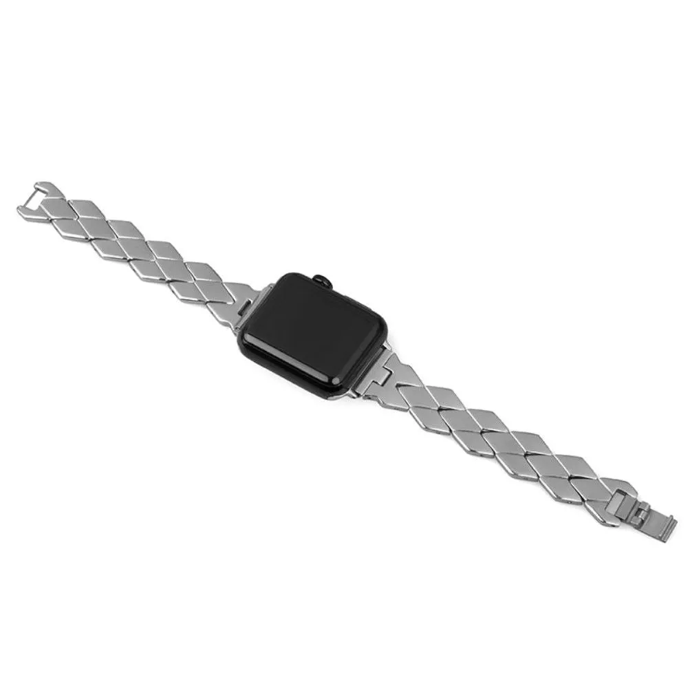 Apple Watch (45mm) stainless steel rhombus link watch strap - Silver