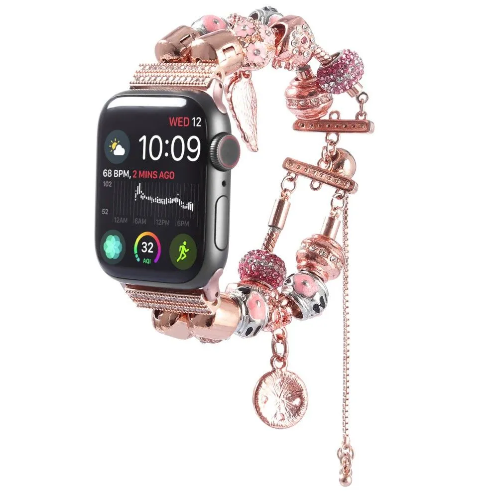 Apple Watch (45mm) stylish bead loop watch strap - Rose Gold