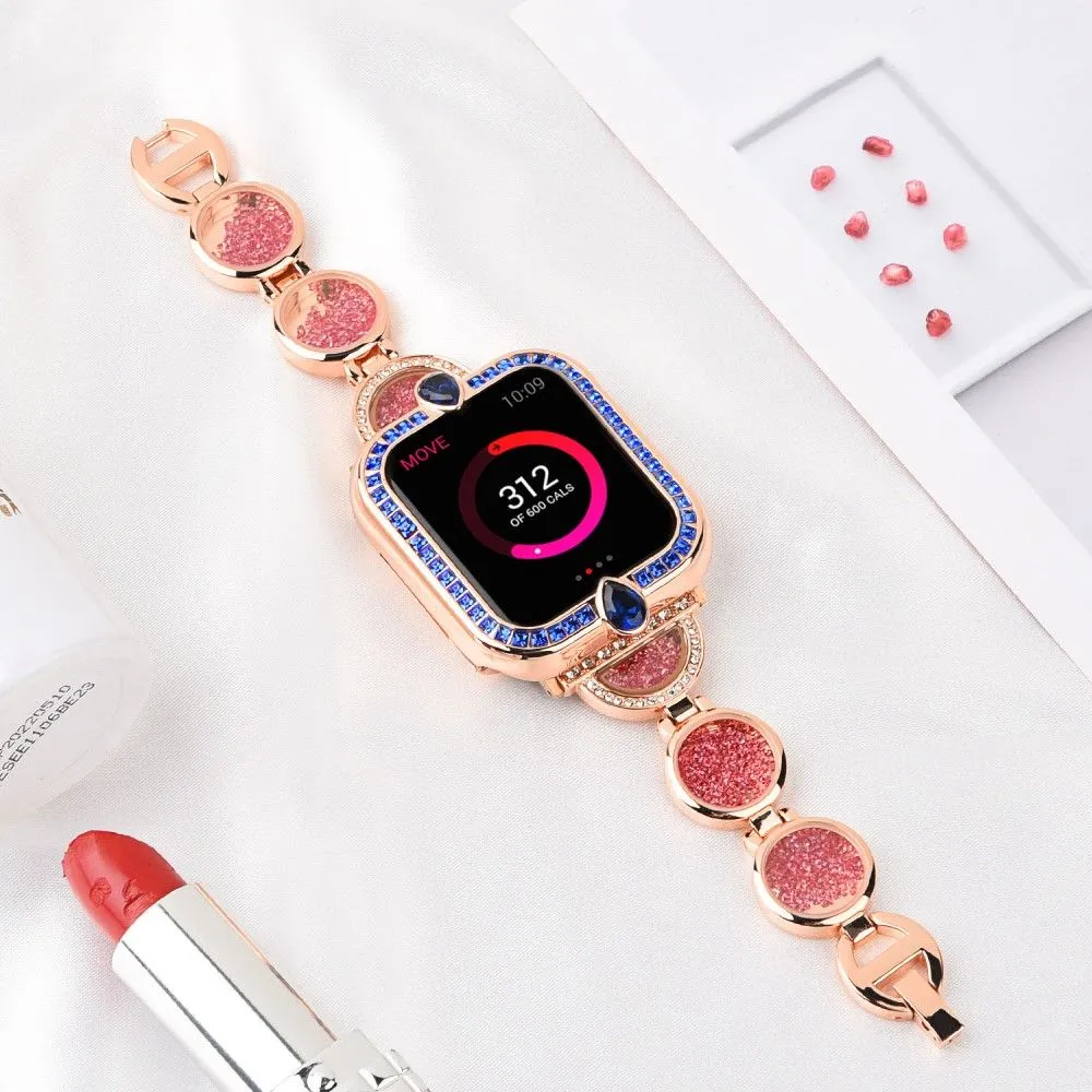 Apple Watch (45mm) unique rhinestone décor stainless steel watch strap - Rose Gold