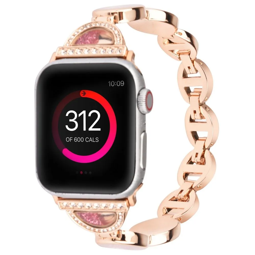 Apple Watch (45mm) unique rhinestone décor stainless steel watch strap - Rose Gold