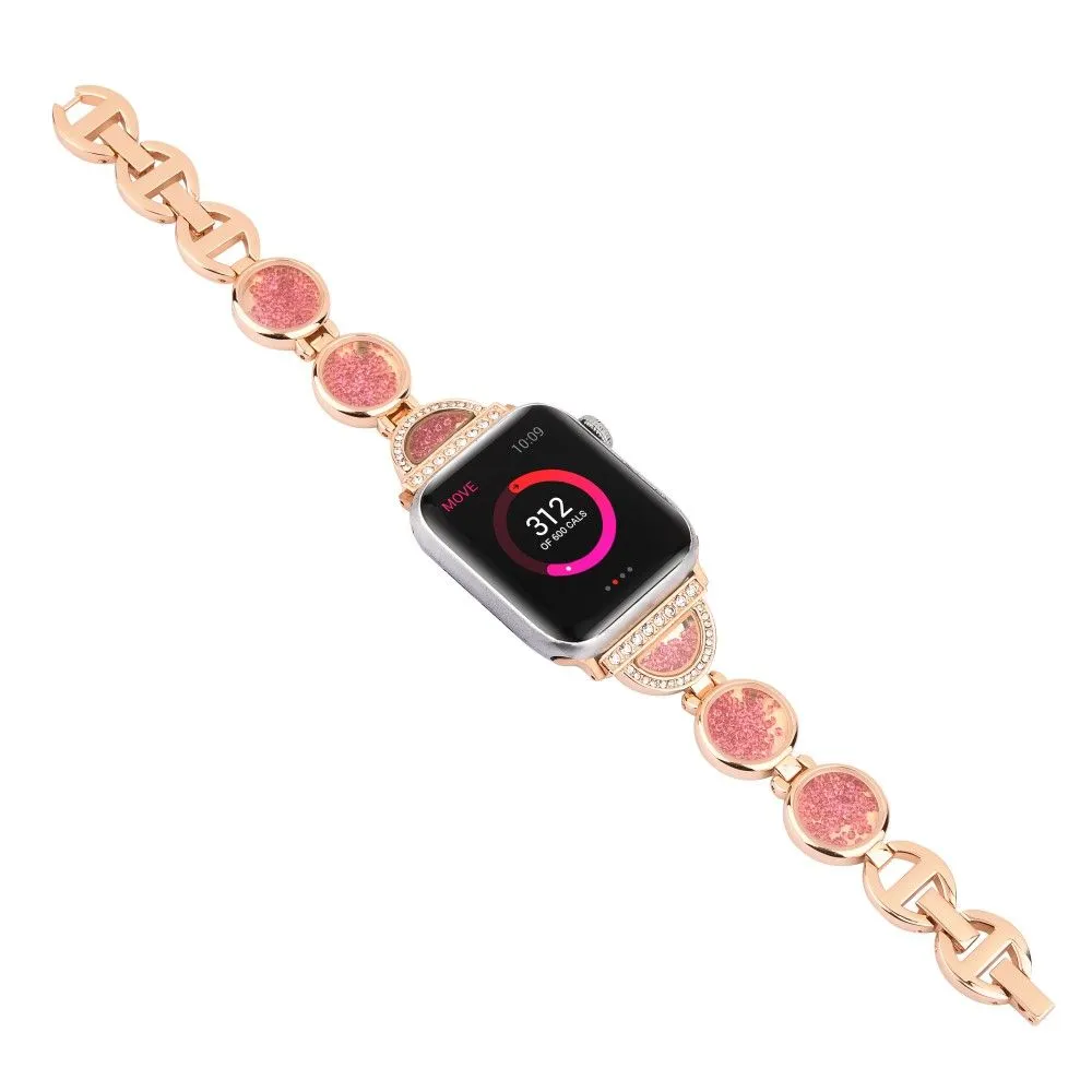 Apple Watch (45mm) unique rhinestone décor stainless steel watch strap - Rose Gold