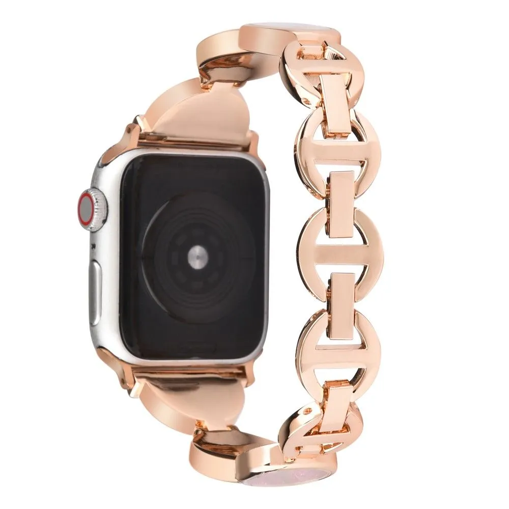 Apple Watch (45mm) unique rhinestone décor stainless steel watch strap - Rose Gold