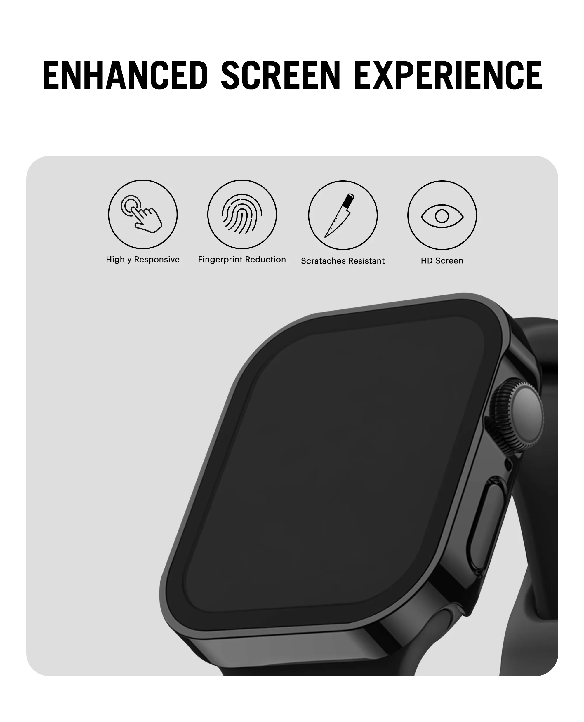 Black Sleek Fit Apple Watch Series Case with Screen Protector (44mm)