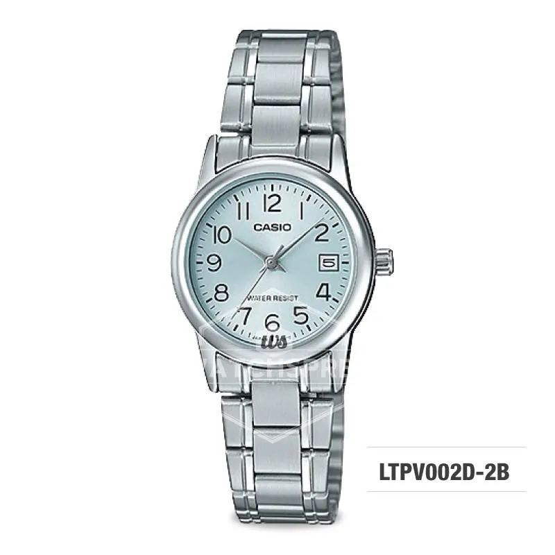 Casio Ladies' Standard Analog Silver Stainless Steel Band Watch LTPV002D-2B LTP-V002D-2B