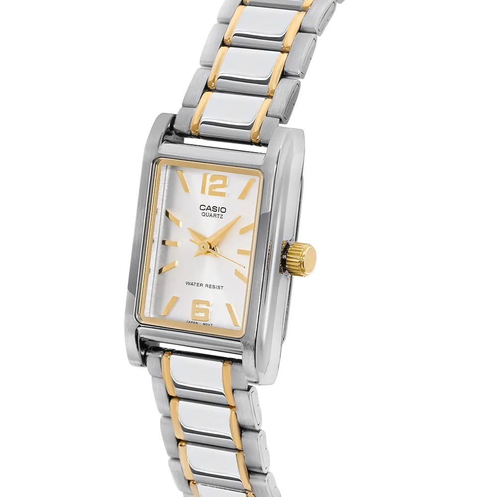 Casio Two-Tone Silver Dial Woman's Watch LTP-1235SG-7ADF