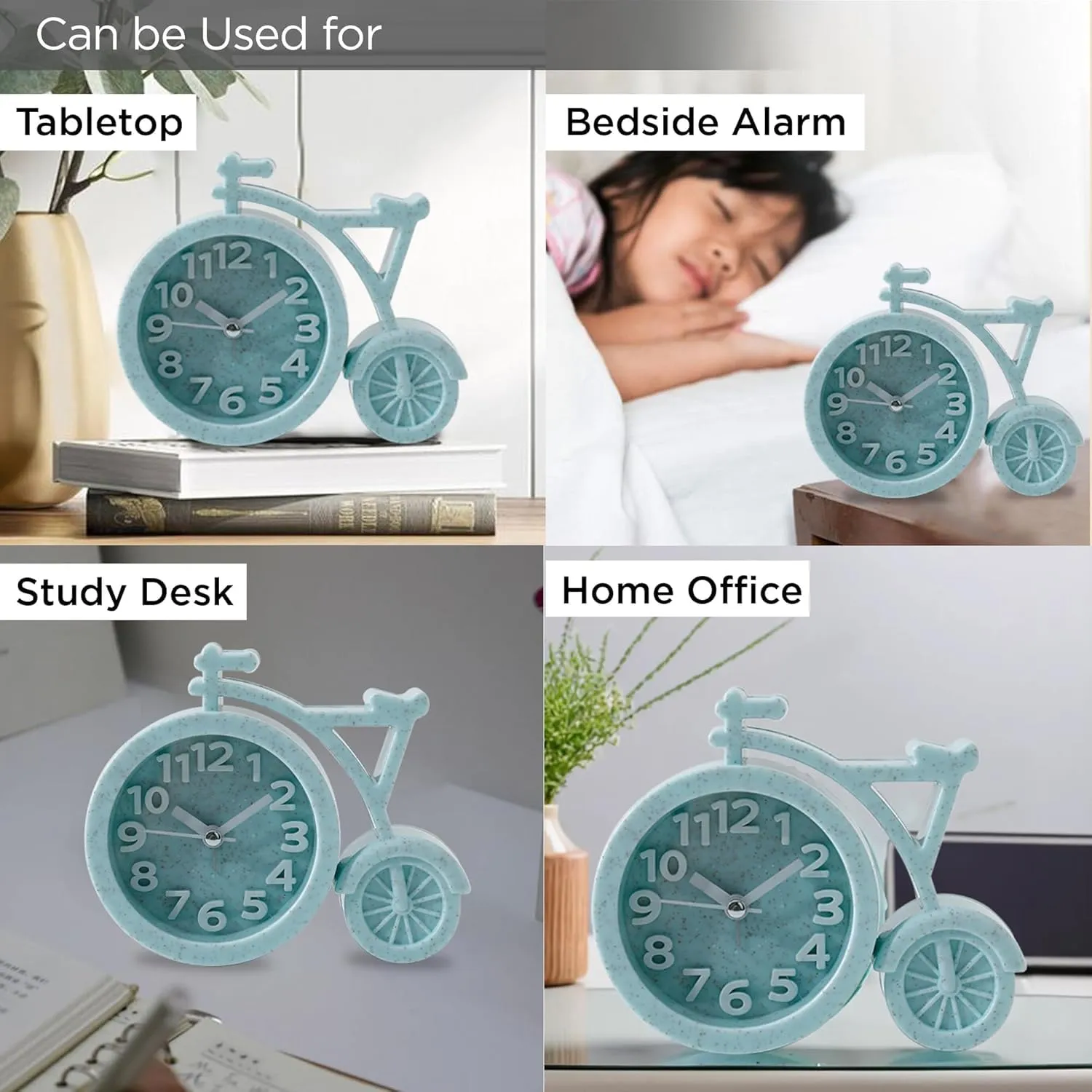 Ekhasa Table Clock for Study Table & Kids | Alarm Clock for Heavy Sleepers, Students, Girls & Boys | Alarm Watch Table Clock for Bedroom | Mini Loud Time Piece with Alarm | Designer Table Watch