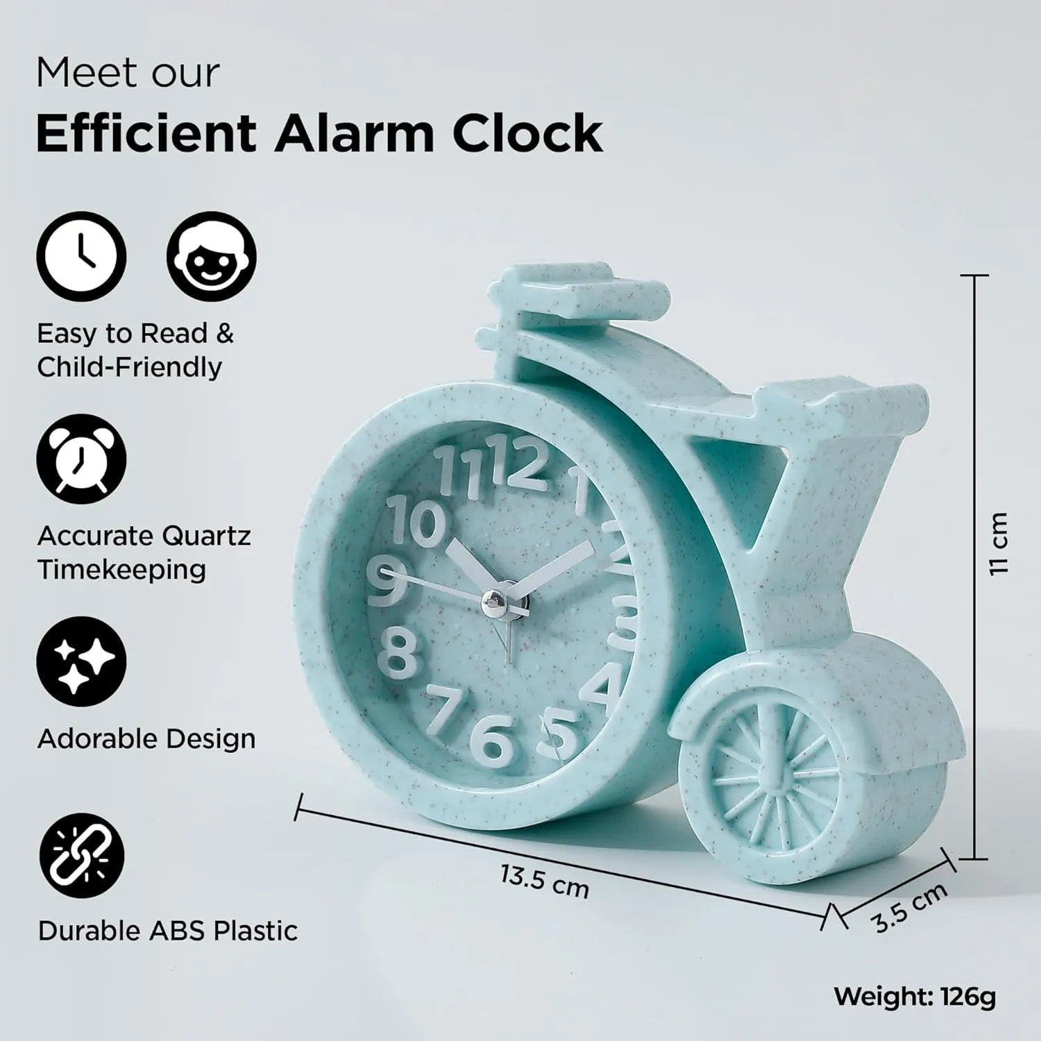 Ekhasa Table Clock for Study Table & Kids | Alarm Clock for Heavy Sleepers, Students, Girls & Boys | Alarm Watch Table Clock for Bedroom | Mini Loud Time Piece with Alarm | Designer Table Watch