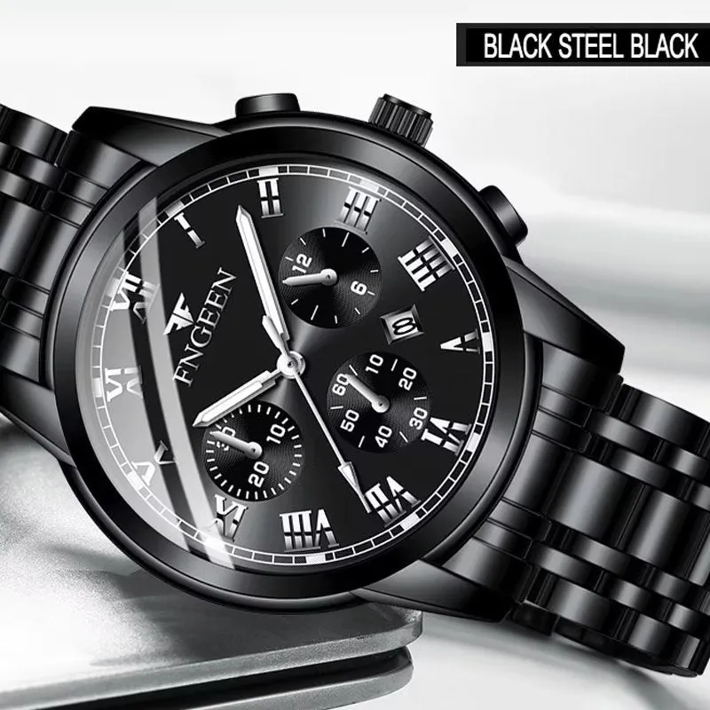 Elegant Steel Band Quartz Men's Sporty Watch