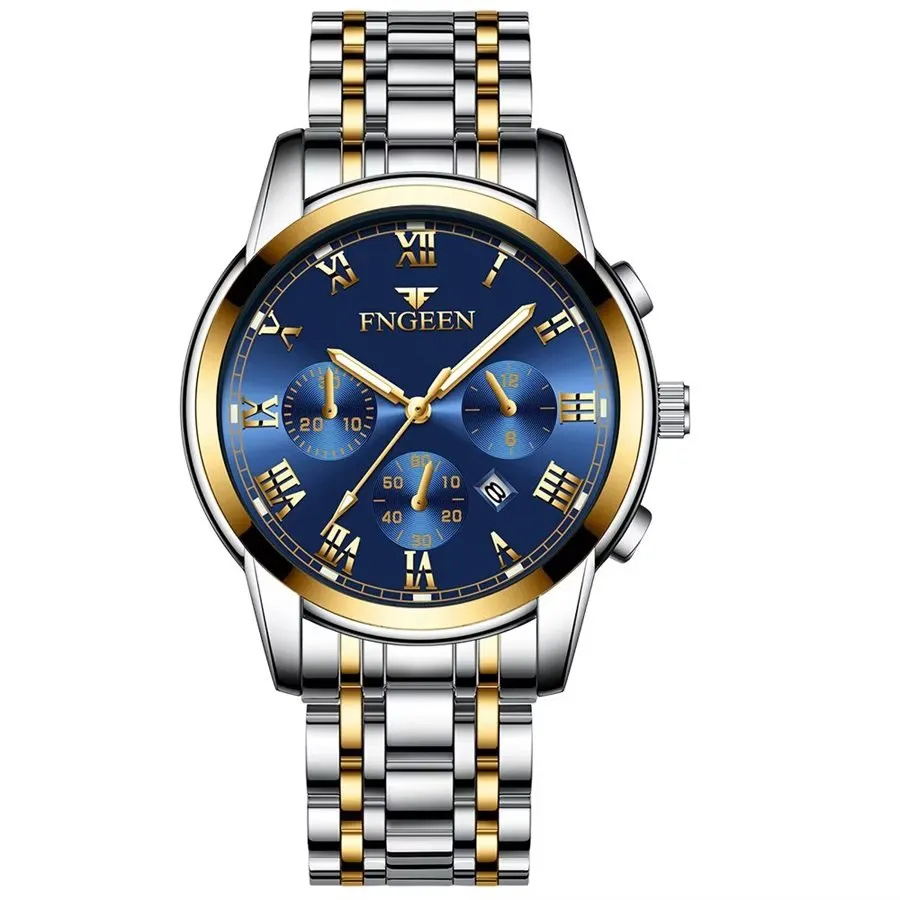 Elegant Steel Band Quartz Men's Sporty Watch