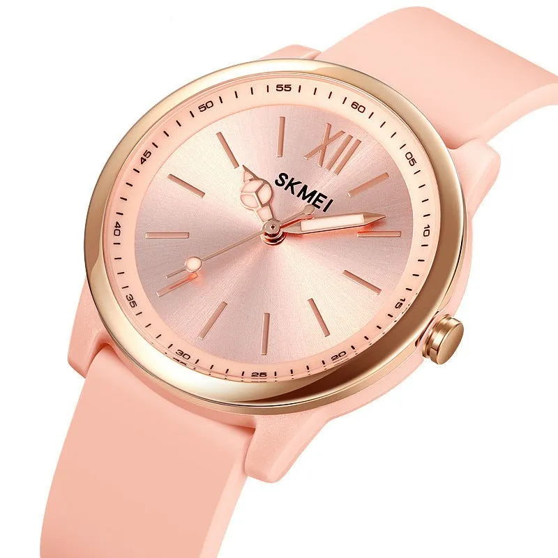 Fashion Quartz Watch 5bar Waterproof Women's Wristwatch For Women TPU Band Simple Fashion Clock Quartz Wristwatches Pink Black