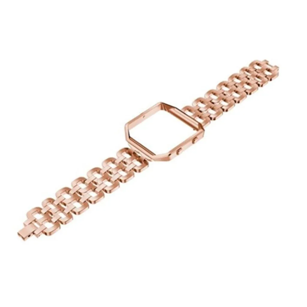 Fitbit Blaze stylish 8-shape stainless steel watch strap plus frame - Rose Gold