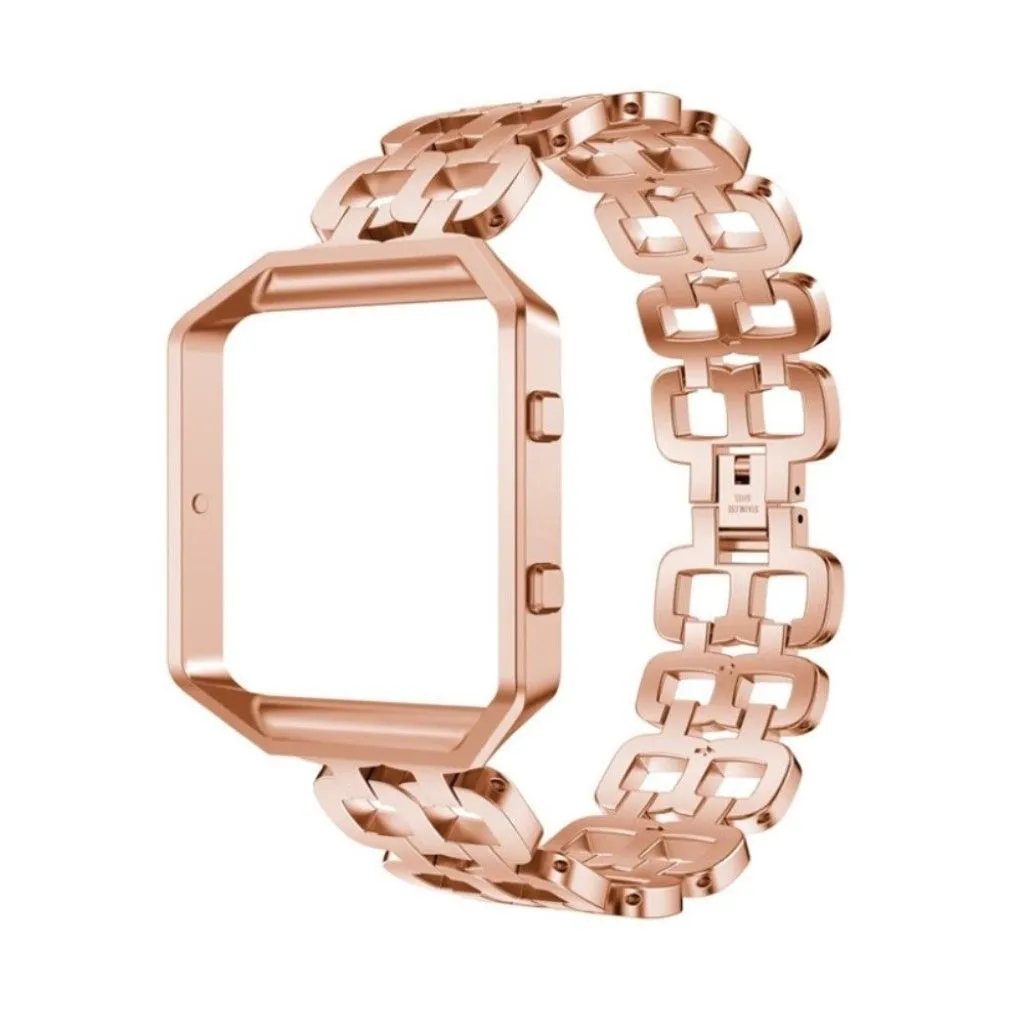 Fitbit Blaze stylish 8-shape stainless steel watch strap plus frame - Rose Gold