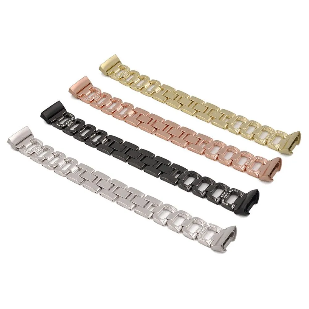 Fitbit Charge 5 rhinestone décor aluminum watch strap - Rose Gold