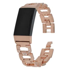 Fitbit Charge 5 rhinestone décor aluminum watch strap - Rose Gold