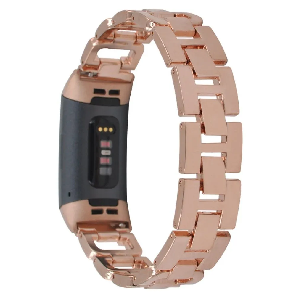 Fitbit Charge 5 rhinestone décor aluminum watch strap - Rose Gold