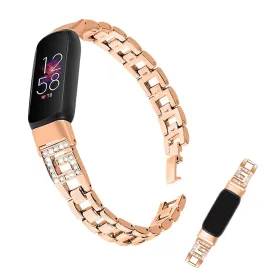 Fitbit Luxe G-shape rhinestone alloy watch strap - Rose Gold