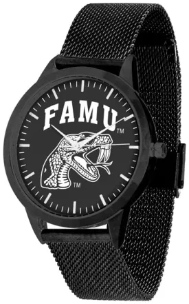 Florida A&M Statement Mesh Band Unisex Watch - Black - Black Dial