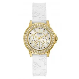 Guess Ladies Crown Jewel Silicone Gold Tone Watch GW0411L1