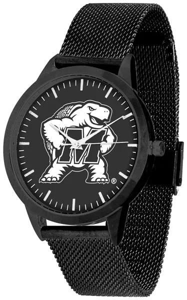 Maryland Terrapins Statement Mesh Band Unisex Watch - Black - Black Dial