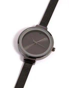 Matte Black Mesh Strap Watch