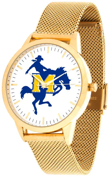 McNeese State Statement Mesh Band Unisex Watch - Gold