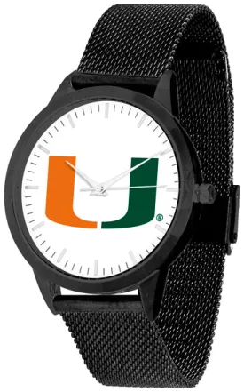 Miami Hurricanes Statement Mesh Band Unisex Watch - Black