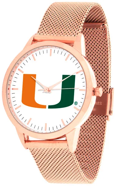 Miami Hurricanes Statement Mesh Band Unisex Watch - Rose