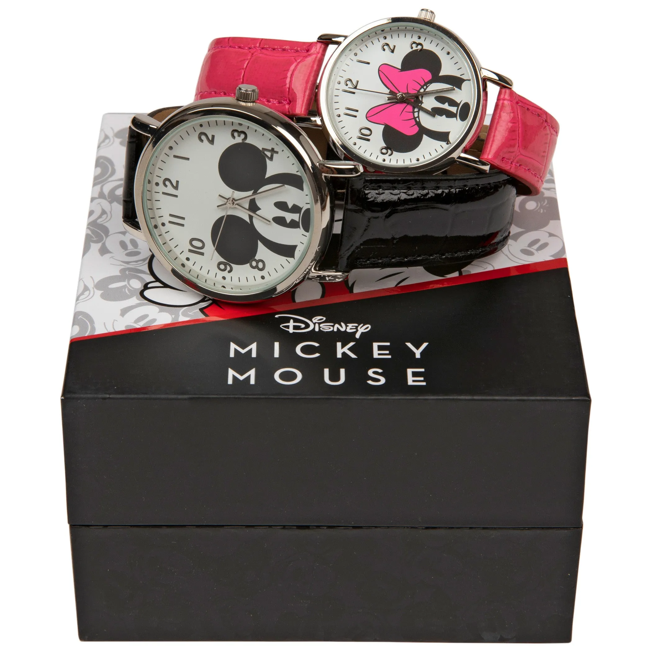 Mickey and Minnie Mouse Black & Pink His & Hers Watch Set