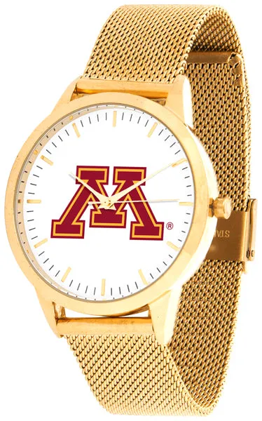 Minnesota Gophers Statement Mesh Band Unisex Watch - Gold