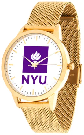 NYU Violets Statement Mesh Band Unisex Watch - Gold