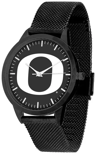 Oregon Ducks Statement Mesh Band Unisex Watch - Black - Black Dial