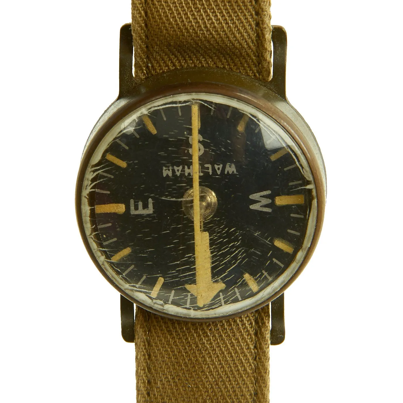 Original U.S. WWII Wrist Compass by Waltham Watch Co. with Canvas Wristband