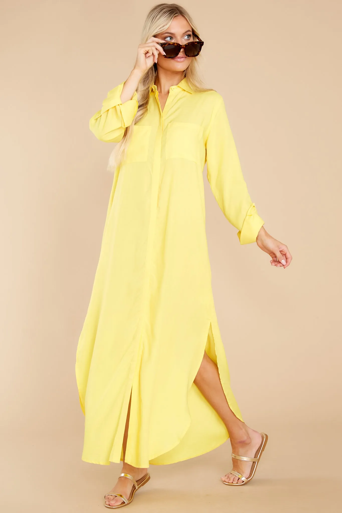 Polished Enterprise Yellow Cover Up Dress